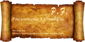 Paczovszky Filomén névjegykártya